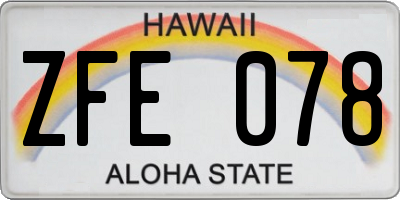 HI license plate ZFE078