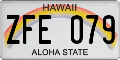 HI license plate ZFE079