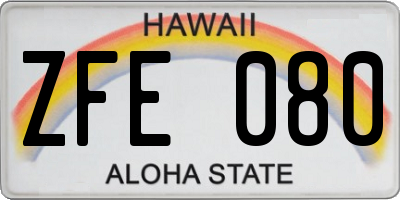 HI license plate ZFE080