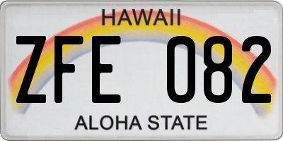 HI license plate ZFE082