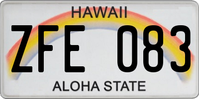 HI license plate ZFE083