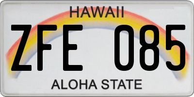 HI license plate ZFE085