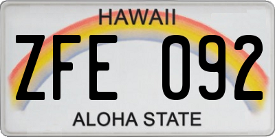 HI license plate ZFE092