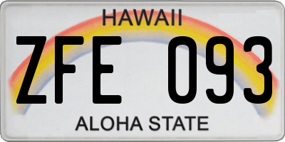 HI license plate ZFE093