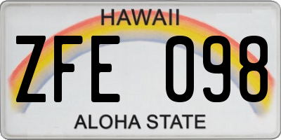 HI license plate ZFE098