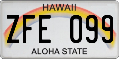 HI license plate ZFE099