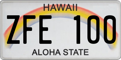 HI license plate ZFE100
