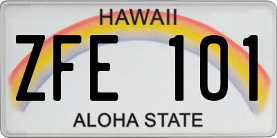 HI license plate ZFE101