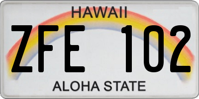 HI license plate ZFE102