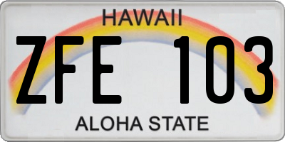 HI license plate ZFE103