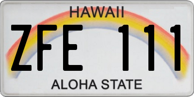 HI license plate ZFE111