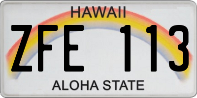 HI license plate ZFE113