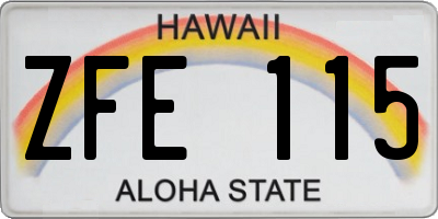 HI license plate ZFE115