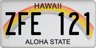 HI license plate ZFE121