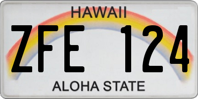 HI license plate ZFE124