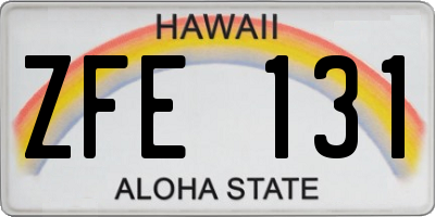 HI license plate ZFE131