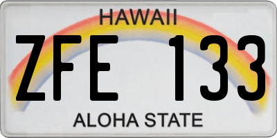 HI license plate ZFE133