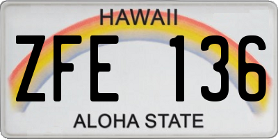 HI license plate ZFE136