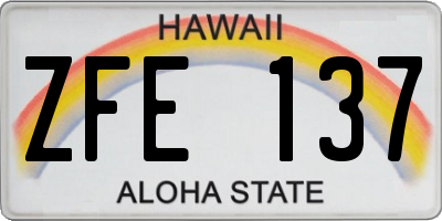 HI license plate ZFE137