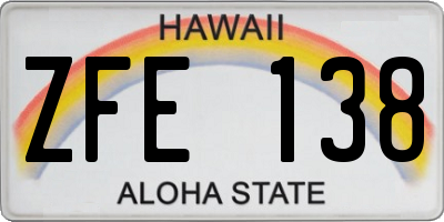 HI license plate ZFE138