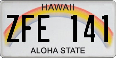 HI license plate ZFE141