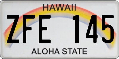 HI license plate ZFE145