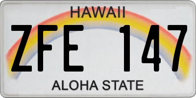 HI license plate ZFE147