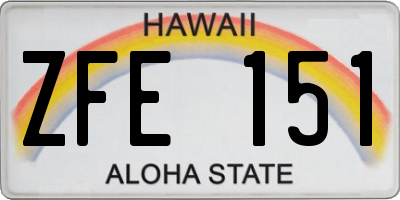 HI license plate ZFE151