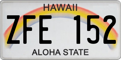 HI license plate ZFE152
