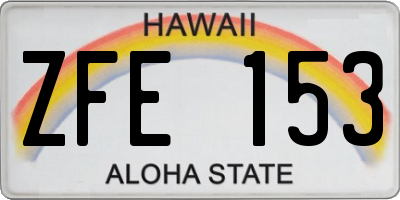 HI license plate ZFE153
