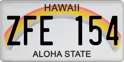 HI license plate ZFE154