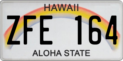 HI license plate ZFE164