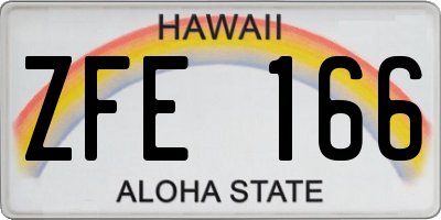 HI license plate ZFE166