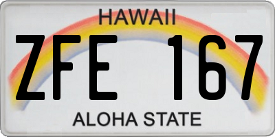 HI license plate ZFE167