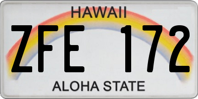 HI license plate ZFE172