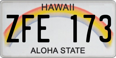 HI license plate ZFE173