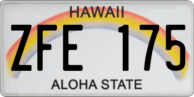 HI license plate ZFE175