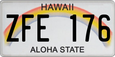 HI license plate ZFE176