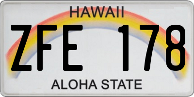 HI license plate ZFE178