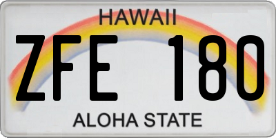 HI license plate ZFE180