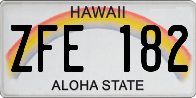 HI license plate ZFE182