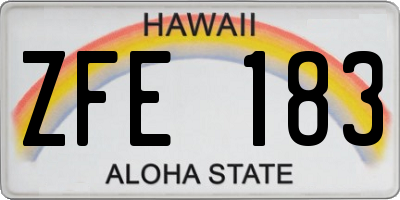 HI license plate ZFE183