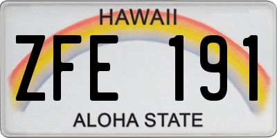 HI license plate ZFE191