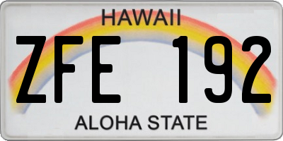 HI license plate ZFE192