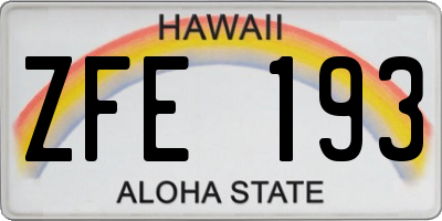 HI license plate ZFE193