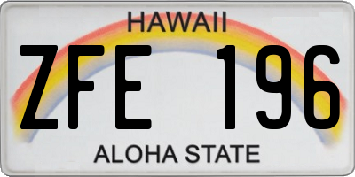 HI license plate ZFE196
