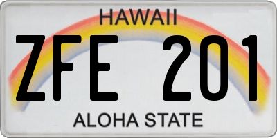 HI license plate ZFE201