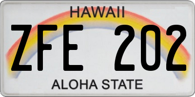 HI license plate ZFE202