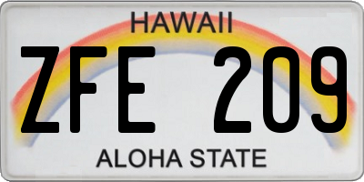 HI license plate ZFE209