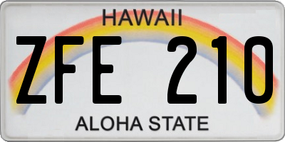 HI license plate ZFE210